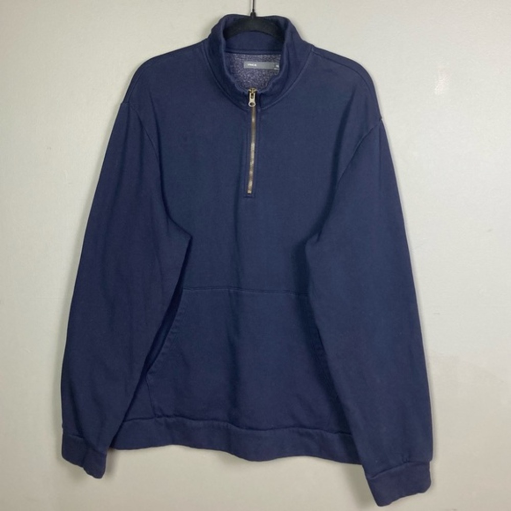 Vince sweatshirt men's XXL pullover quarter‎ zip navy blue mock neck cotton